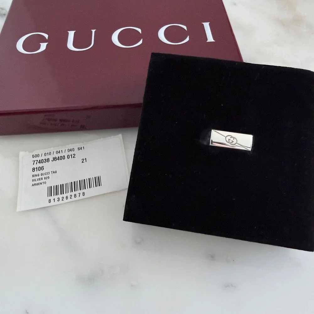 Gucci GG Tag RIng Chevalier, Size G 21 (US 9.5)